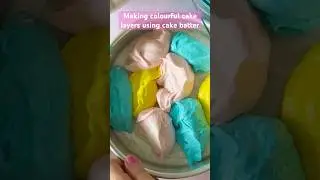 Testing rainbow cake layers for my caticorn cake! Full video on my channel🌈🎂 #cakedecorating #cake
