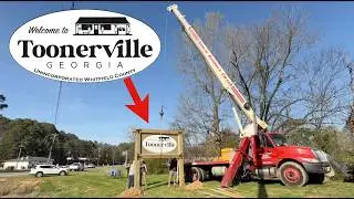 Installation of the Toonerville Welcome Sign