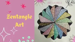 ZENTANGLE ART / ZENDOODLE / COLOURFUL ZENTANGLE ART #shorts #watercolours #doodleart #artlaurels