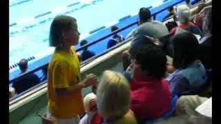 My 7 year old niece talking to Debbie Phelps @ 2009 U.S. Swimming Nationals