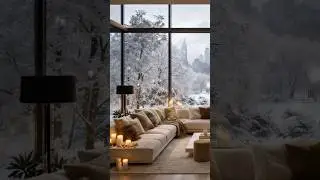 Cozy Winter Living Room ❄️ Snowfall & Fireplace Ambience #winterambience #relax #cozyambience