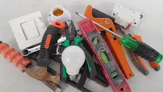 Collection of Building Tools, Drill, Grinder, Pliers, Wrench, Screwdriver, Hammer, Saw
