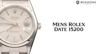 Mens Rolex Stainless Steel Date Watch Silver Dial 15200