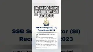 SSB SUB INSPECTOR SI RECRUITMENT 2023 #shorts