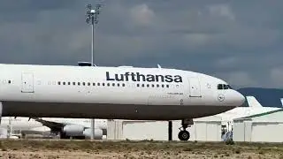 3rd retirement of Airbus A340-600, D-AIHU, arriving Teruel airport