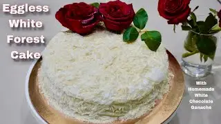 White Forest Cake Recipe | Bakery Style Eggless White Forest Cake | White Forest Cake