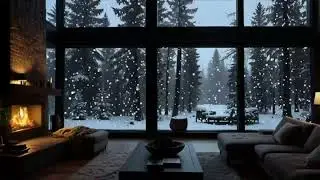 No Ads Fireplace Blizzard ASMR - Snow Storm Sound Sleep With Fireplace Burning For Deep Sleeping