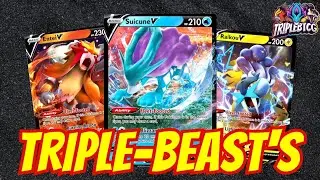 Entei, Suicune, Raikou V in ONE DECK?! Triple Beasts with Ludicolo!
