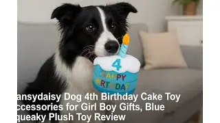 🎂 Dansydaisy Dog 4th Birthday Cake Toy Accessories for Girl Boy Gifts, Blue Squeaky Plush Toy Review