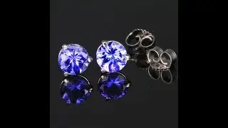 14K White Gold Stud PIerced Tanzanite Earrings 1.25 Carats