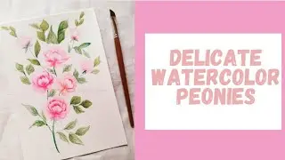 Watercolor Peonies With Angular Brush #art #tutorial
