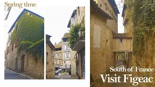 Travel to France | French Medieval City Walkthrough in springtime | Figeac, Lot, France