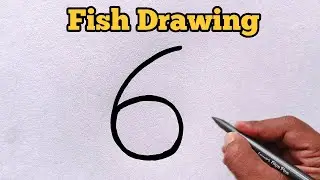 Fish Drawing | How to draw fish from number 6 Easy | Fish drawing for beginners