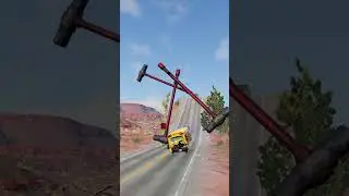 BeamNG Drive | Gaint hammer vs car crashes part 191 #beamngdrive #youtubeshorts #shorts #trending