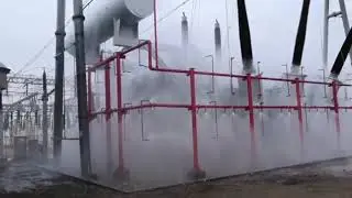 Automatic Afff Transformer fire suppression system in action....