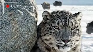Big Snow Leopard attack Very close view