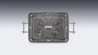 ANTIQUE 19thC KARACHI KUTCH SOLID SILVER SALVER TRAY c.1890 | PUSHKIN ANTIQUES