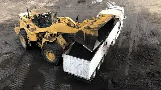 Caterpillar 990 Wheel Loader Loading Coal On Trucks - S.G.M Melidis