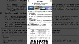 INDIAN COAST GUARD Navik (GD) & Yantrik (01/2025) Recruitment 2024 &ndash; Apply Online for 320 Posts