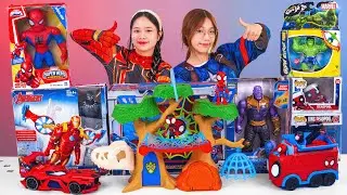 Spiderman Unboxing Review | Spidey Dino-Webs Treehouse Set | Spidey Action Launch Carry Case | ASMR