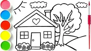 Beautiful House 🏠 Drawing, Painting and Coloring for Toddlers _ Child Art