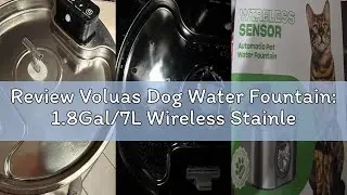 Review Voluas Dog Water Fountain: 1.8Gal/7L Wireless Stainless Steel Dog Fountain Bowl for Small to