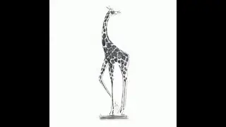 Black and Silver Giraffe Sculpture   Looking Back
