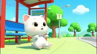 Little White Cat at the Bus Stop | BabyBus Style Story for Kids