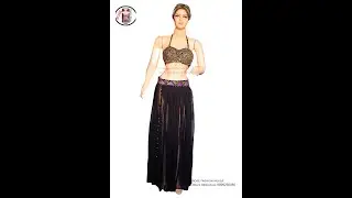 Handcrafted Black Belly Dance Costume | Stylish Front-Cut Skirt | Sequins & Stone Embellished Dress