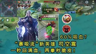 “暴吸流”新英雄司空震：法术吸血接近60%，两拳就能秒一个啊！