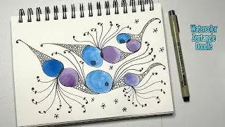 Very Easy Watercolor Zentangle Doodle 🌸 | Relaxing & Calming Art for Stress Relief | Corolla Arts