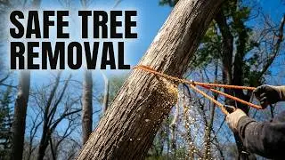 How To Take Down A Leaning Tangled Tree With A Rope Saw