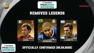 ALL 18 REMOVED LEGENDS in PES 2021(Mobile/PC) Officially Confirmed By KONAMI (06.08.2020)