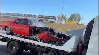 Ryan Martin wrecks the new 69 Camaro on a test pass in Australia