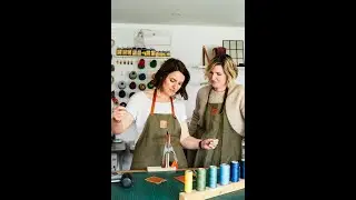 Rosanna Clare teaching leather craft in her Essex garden studio