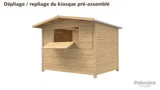 Montage Chalet pliable foire en bois Marian 6,2 m&sup2; | Kiosque bois pliant PALMAKO