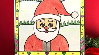 Easy Santa card for Christmas | How to draw easy Santa| Santa greeting card drawing| Christmas art
