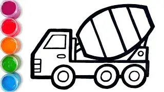 How to draw glitter Mixer Truck for kids