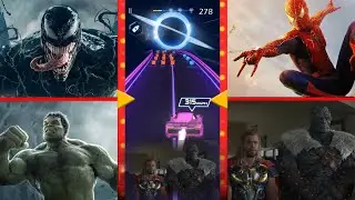 VENOM VS SPIDERMAN VS HULK VS THOR TILES HOP EDM RUSH
