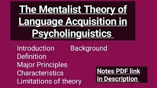 Mentalist Theory of Language Acquisition/NOTES PDF  in Description/@LiteratureandPS