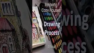 Relaxing Cozy Houses. Drawing Process. Sketch to Ink