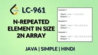 N-Repeated Element in Size 2N Array | Leetcode 961 | Java Hindi