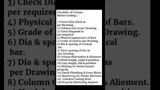 Checklist of Column Before Casting | #shorts