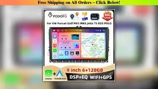 Podofo 9'' 2Din Car Stereo For VW/MAGOTAN/GOLF/CADDY Multimedia Player 6+128G Carplay Android Auto