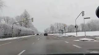 Driving Mering to Augsburg in winter