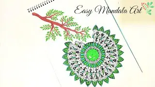 Green Mandala art 🍃 Tutorials - Easy Step by step Guide 🥰✨