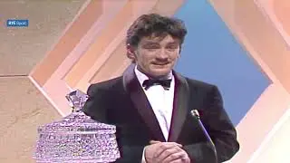 Barry McGuigan receives first RT&Eacute; Sportsperson of the Year award in 1985
