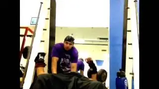 Quadriplegic does 100lb dumbbell flys drop set to 55lb