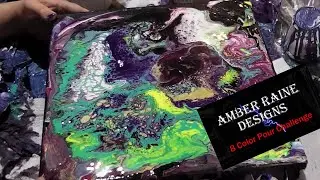 8 Color Dirty Pour Challenge. Fluid Art Cells. 2019