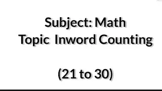 Inword Counting (21 to 30).